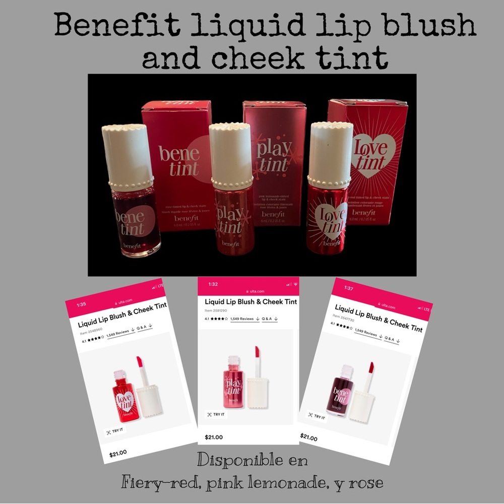 1 New benefit lip blush and cheek tint